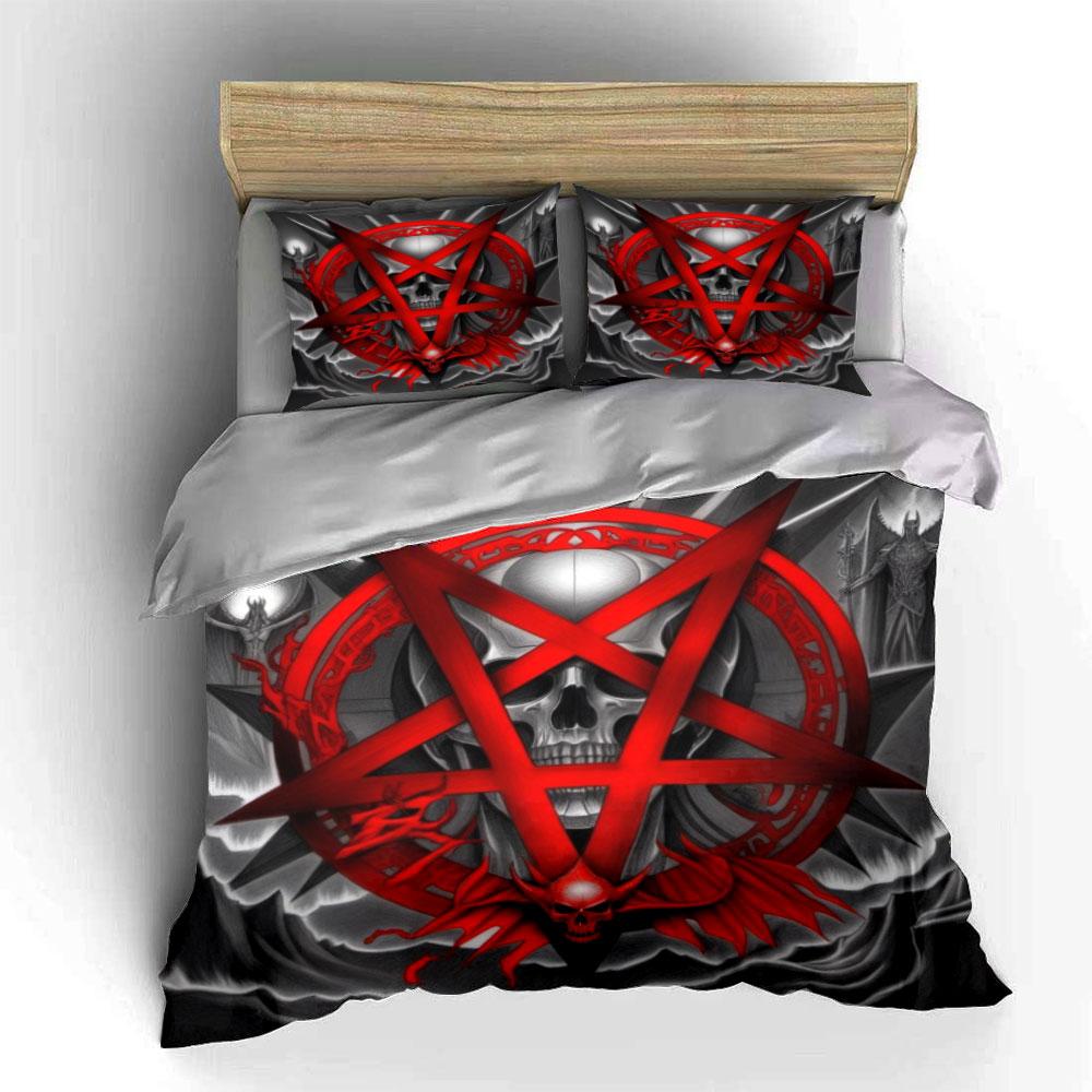 Dark Occult Themed Three-Piece Set Kid'S And Adults' Bedroom Decor, Exquisite Three-Piece Bedding Set Gift