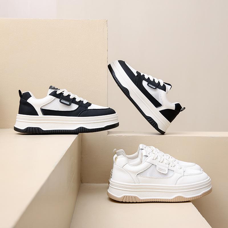 Mesh platform white shoes women's summer 2025 new student lace-up board shoes breathable hollow casual sports shoes