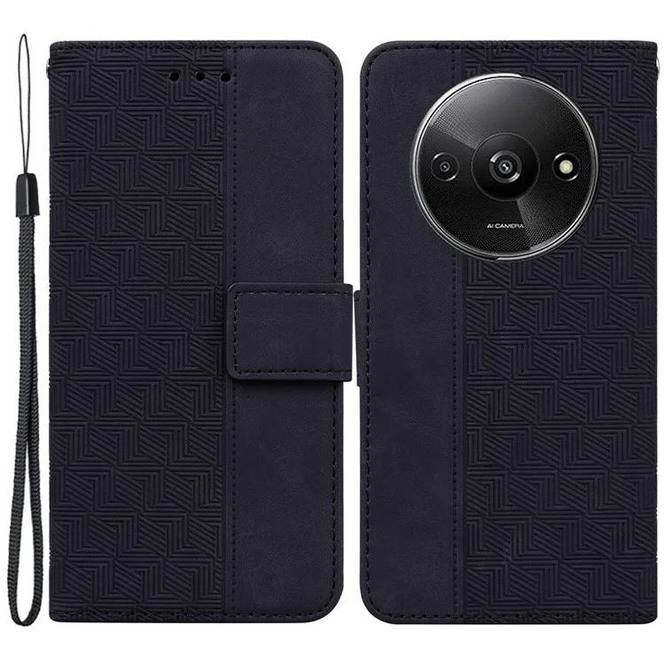 For Xiaomi Redmi A3 / Poco C61 4G Cell Phone Case Leather Cover Phone Protective Shell Geometry Design