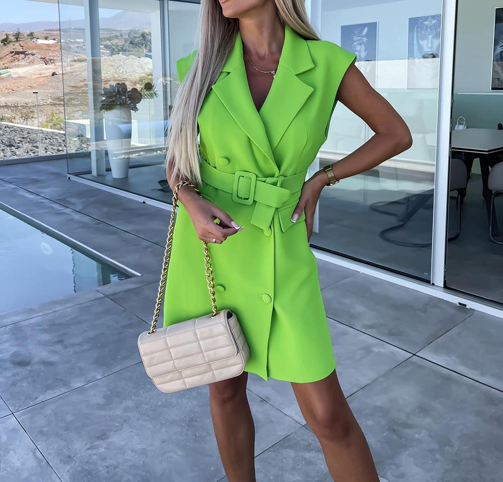 2023 Summer Women's Suit Collar Office Dress - European and US Style