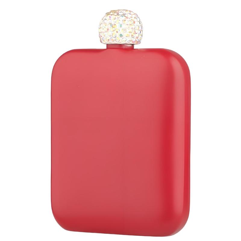 Classical Stainless Steel Square Drinking Flask With Leak Proof Rhinestones Lid Small Liquor Bottle Hip Flask For Parties And Outdoor Activity
