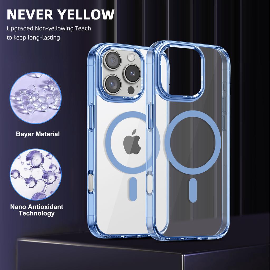 For iPhone 16 Pro Max Case Compatible with MagSafe TPU+PC Transparent Phone Cover