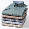 New Quality Men Social Shirt Short Sleeve 100% Pure Cotton Oxford Soft Buttoned Plaid Formal Male Clothes Oversized Shirt