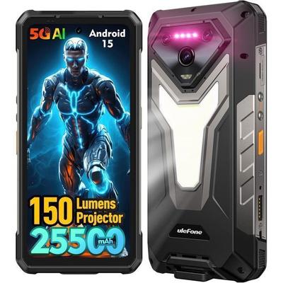 Ulefone Armor 34 Pro 5G Smartphone Robust 32GB+512GB 6.95" Unbreakable Mobile Phone Android 15 Projector Dual SIM/NFC Black
