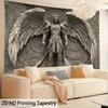 2D Grey Archangel Statue Tapestry Aesthetic Room Background Decor