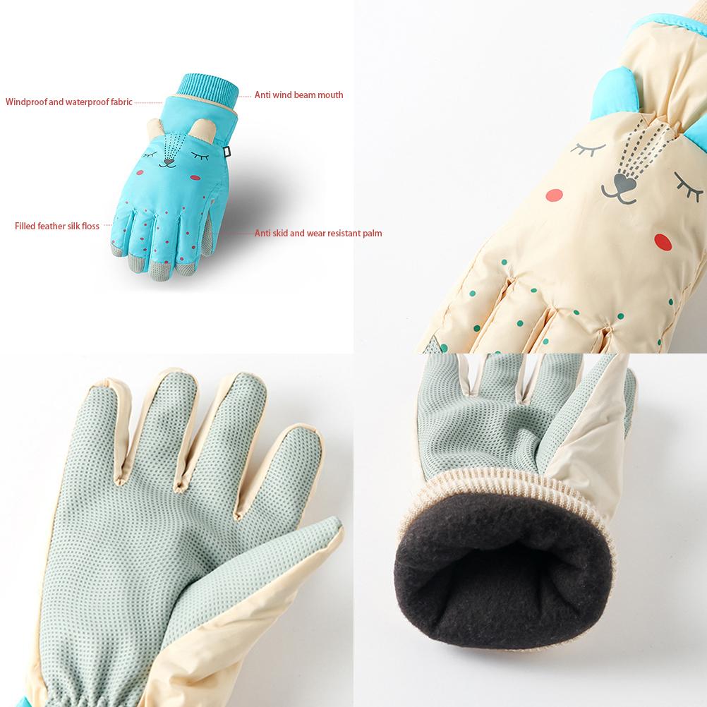 Children Winter Skiing Gloves Waterproof Windproof Non Slip Winter Warm Gloves Children Ski Mittens for Girls Boys