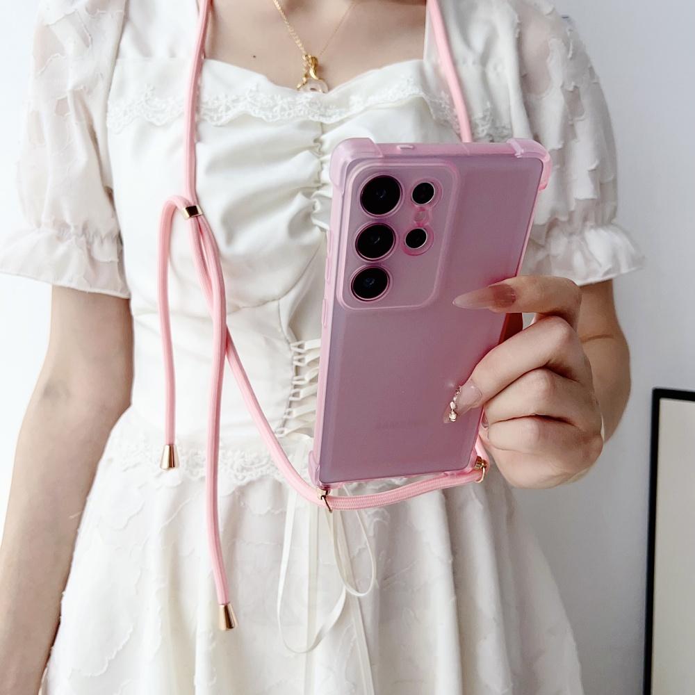 Crossbody Lanyard Matte Magnetic Case For Sasmung S25 Ultra S23 Plus S24 FE For Magsafe Wireless Charging Necklace Cord Cover