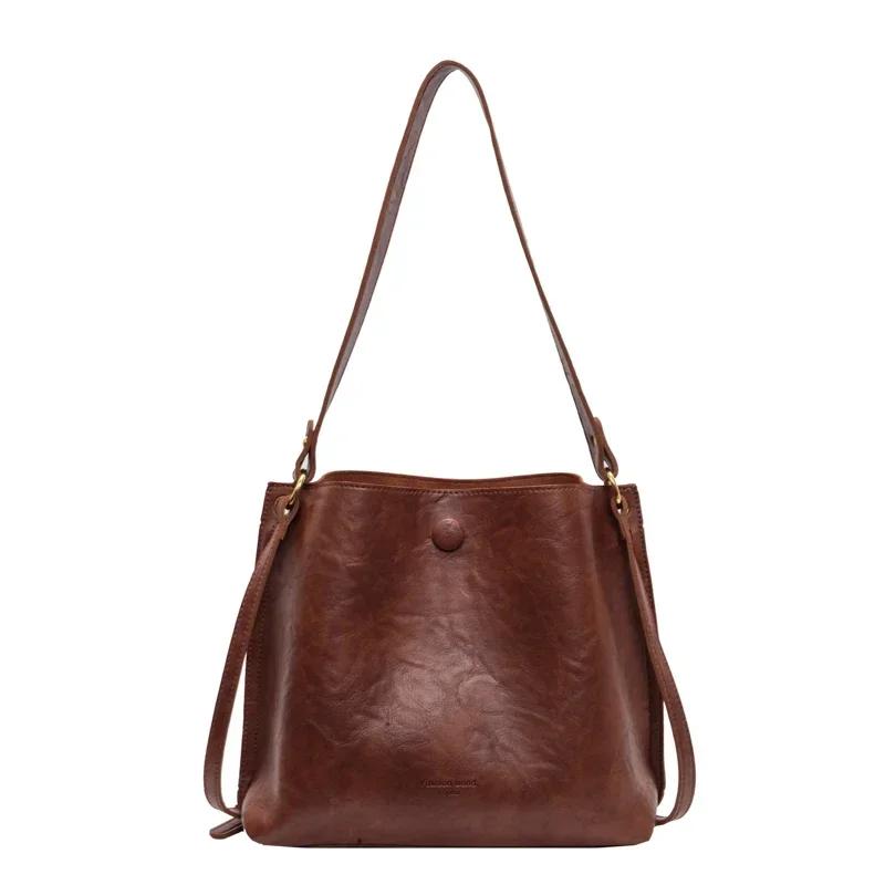 

Большая вместительная сумка в стиле ретро для женщин, новая универсальная сумка через плечо для осени и зимы