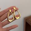 Personality Simple Glossy Metal Hollowed-out Teardrop Shape Piercing Stud Earrings for Women Korean Fashion Jewelry Accessory