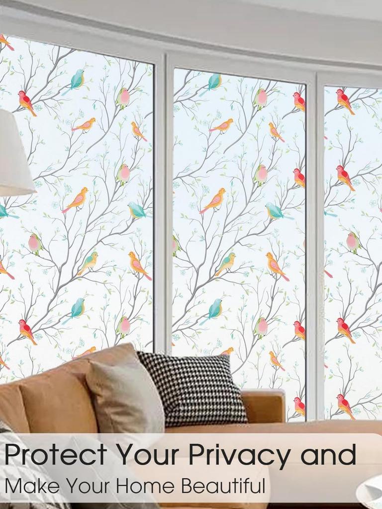 Buzlu Pencere Filmi Statik Yapışkanlı - Ev Banyo Ofis Cam Kapılar için UV/Isı Engelleyici Gizlilik Örtüsü