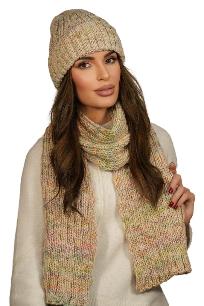 Winter Set Hat with Scarf Natural Color Kamea - Hasu