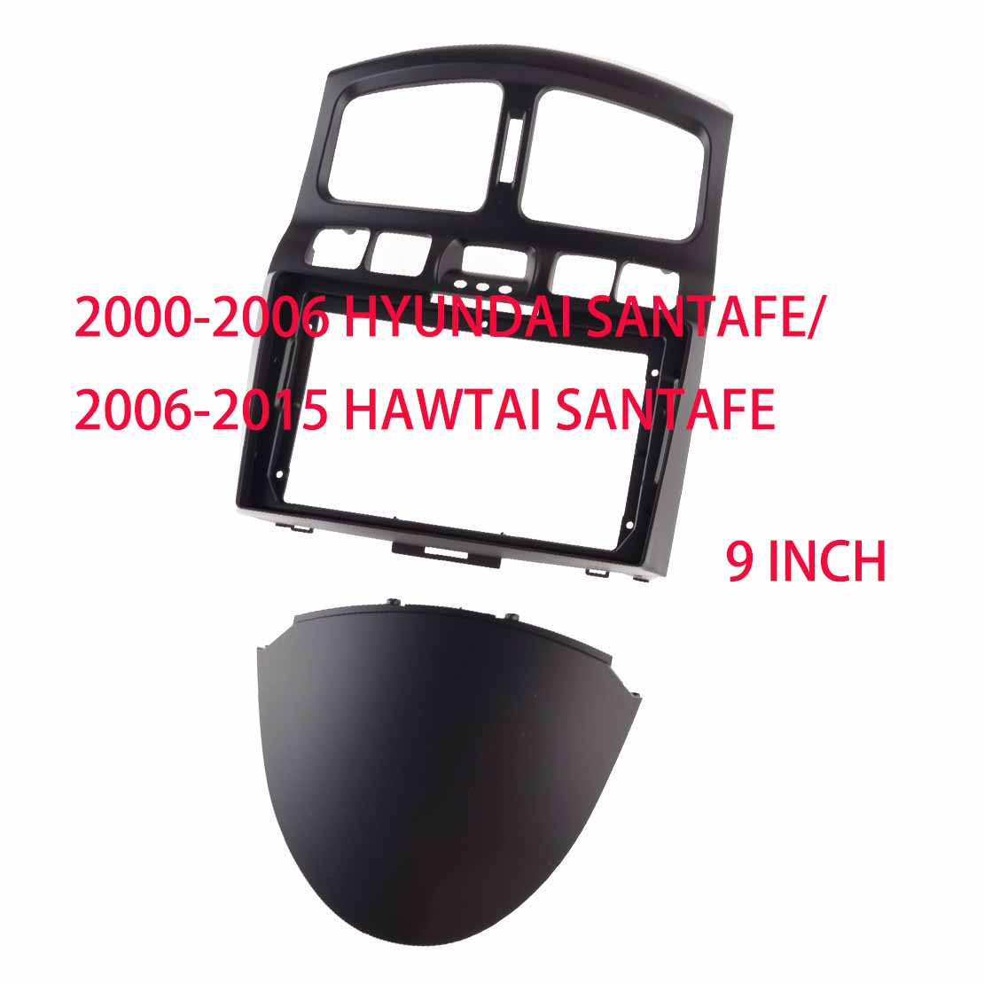 

9-дюймовый черный пластиковый автомобильный стерео радио, облицовочная рамка, комплект отделки приборной панели, подходит для Hyundai Santa Fe 2000-2006 frame and cable