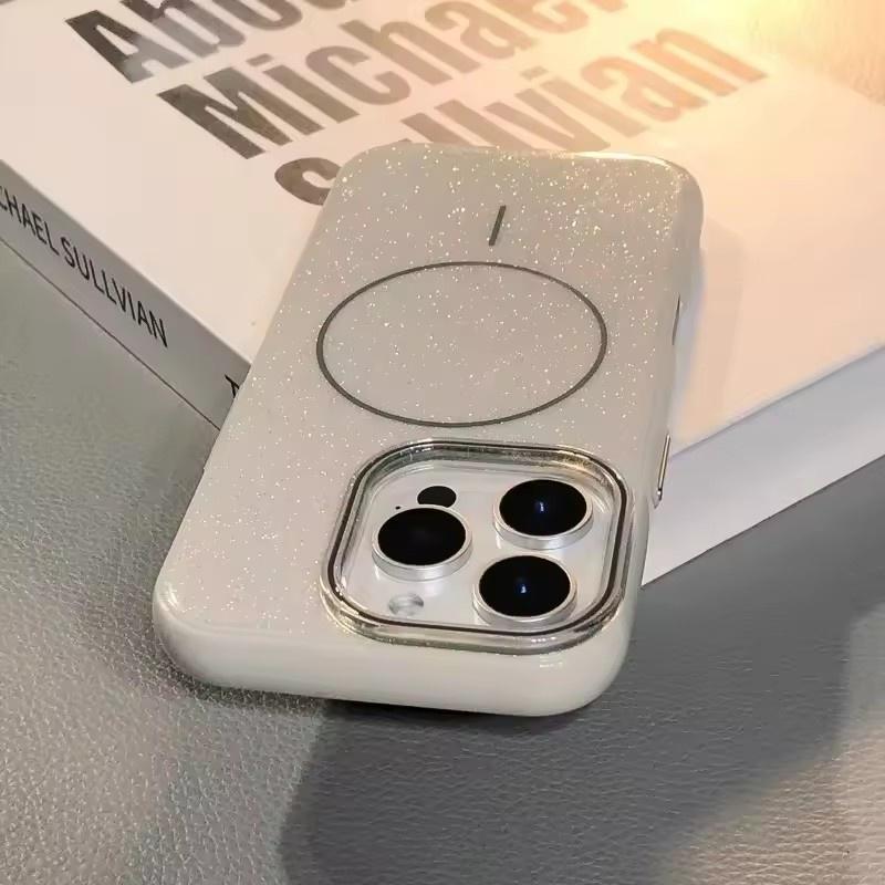 Luxury Glitter Bling For Magsafe Magnetic Case For iPhone 16 13 15 14 11 12 Pro Max Wireless Charge Silicone Shockproof Cover