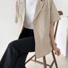 New Arrivals Open Run Women Classic Cotton Linen Pocket Short Sleeve Loose Fit J