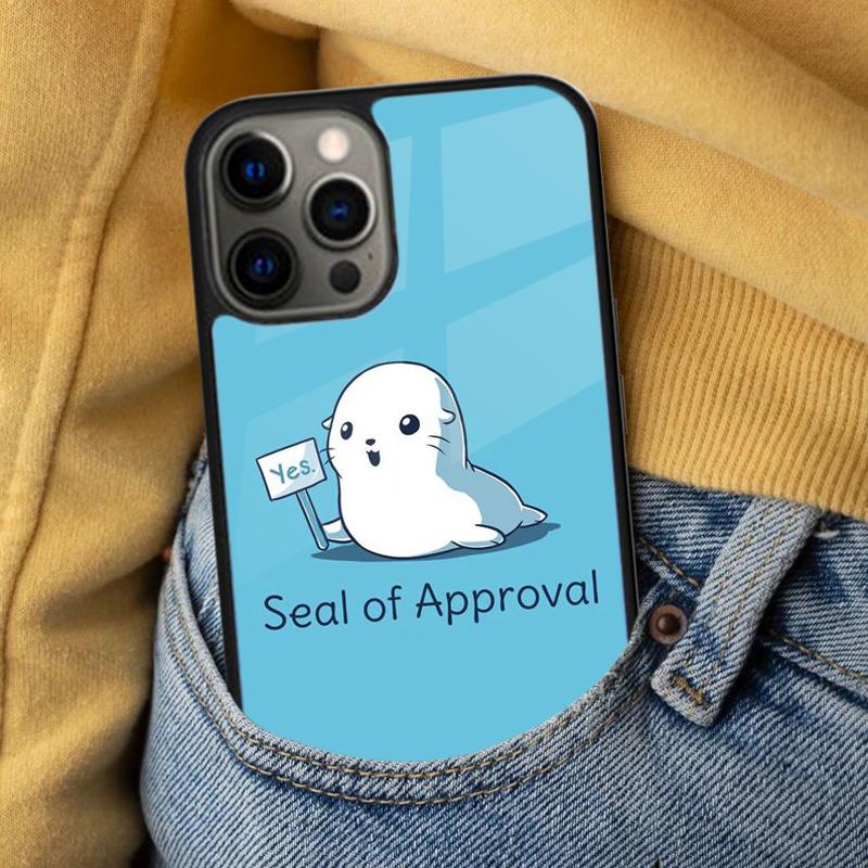 Funny Seal of Approval Soft Phone Case for iPhone 17 Air 16e Pro Max 15 Pro 13 14 Plus 11 12 MagSafe Magnetic Coque