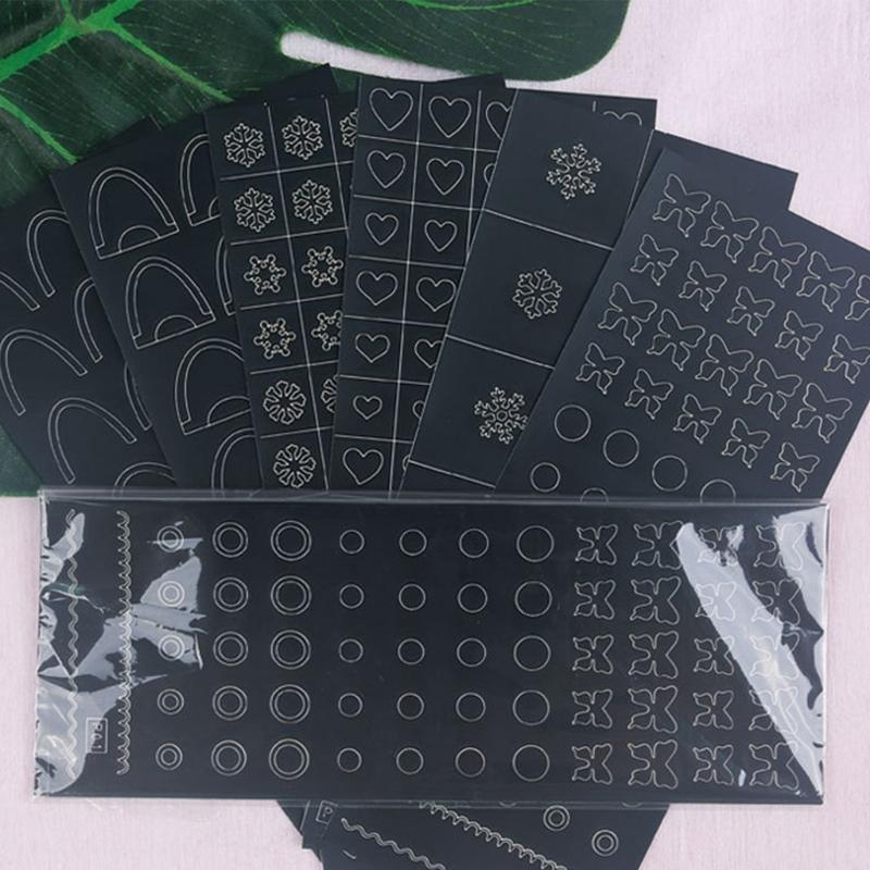 6pcs Hollow French Nail Art Sticker Decals Printing Templates Stencil Tool Manicure Tips DIY Decorations