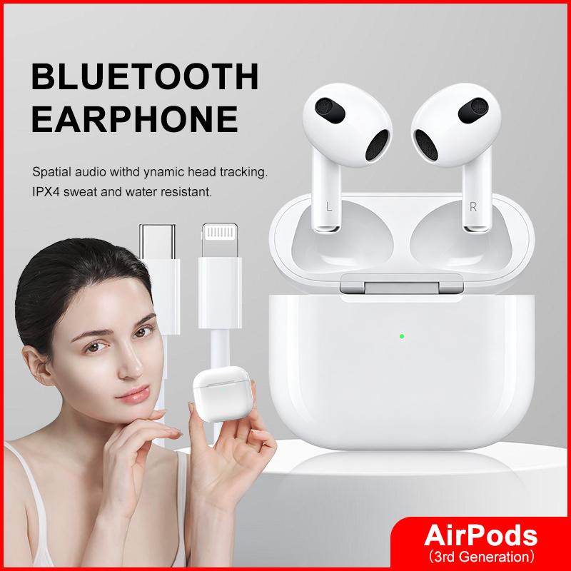 Apple AirPods 3 True Wireless sluchátka s čipem H1, automatické párování, dotykové ovládání, prostorový zvuk, bezdrátová sluchátka pro chytré telefony iOS a Android