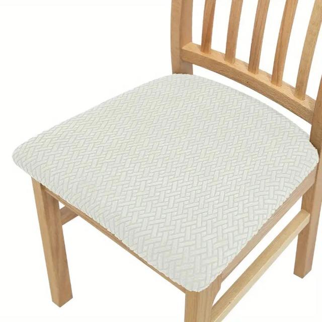 Jacquard Chair Cover Dining Room Plain Stretch Chair Seat Slipcover Removable Spandex Seat Cushion Cover Kitchen Restaurant Home