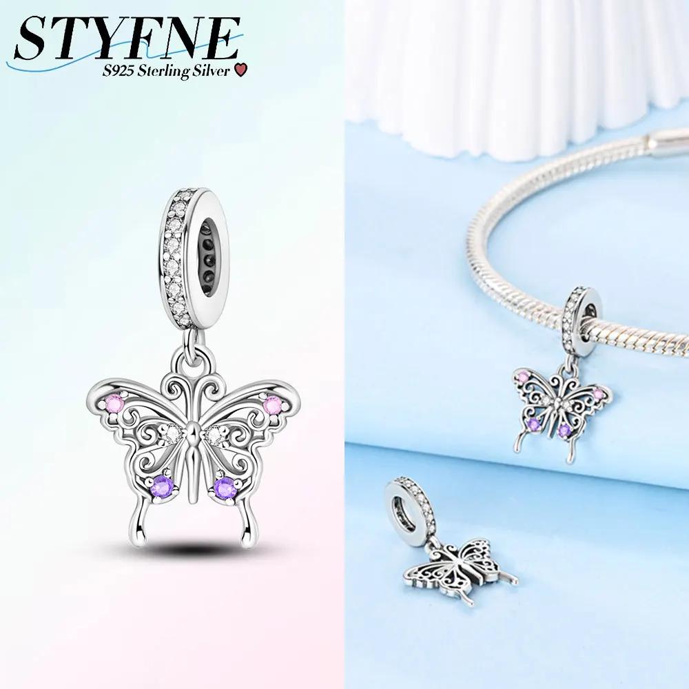 

Charms Copperelegant Hollowed-Out Butterfly Beads Fit Charms Plataoriginal Bracelet Women Jewellery Making Gifts