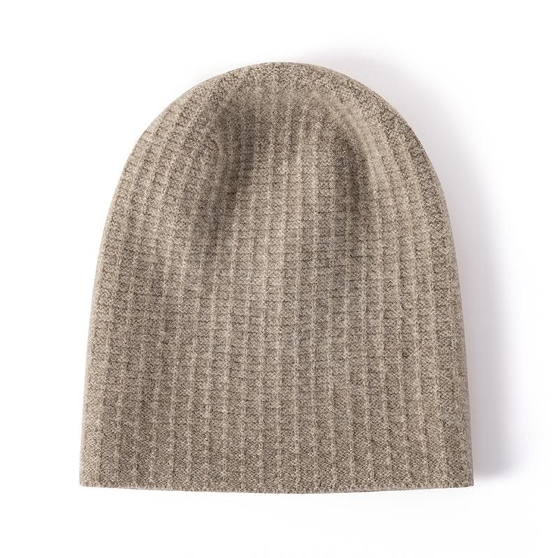 Women 100% Pure Cashmere Beanie Hat Rib Knit Solid Color Winter Warm Soft Slouchy Skullies Cap Cold Weather Accessory