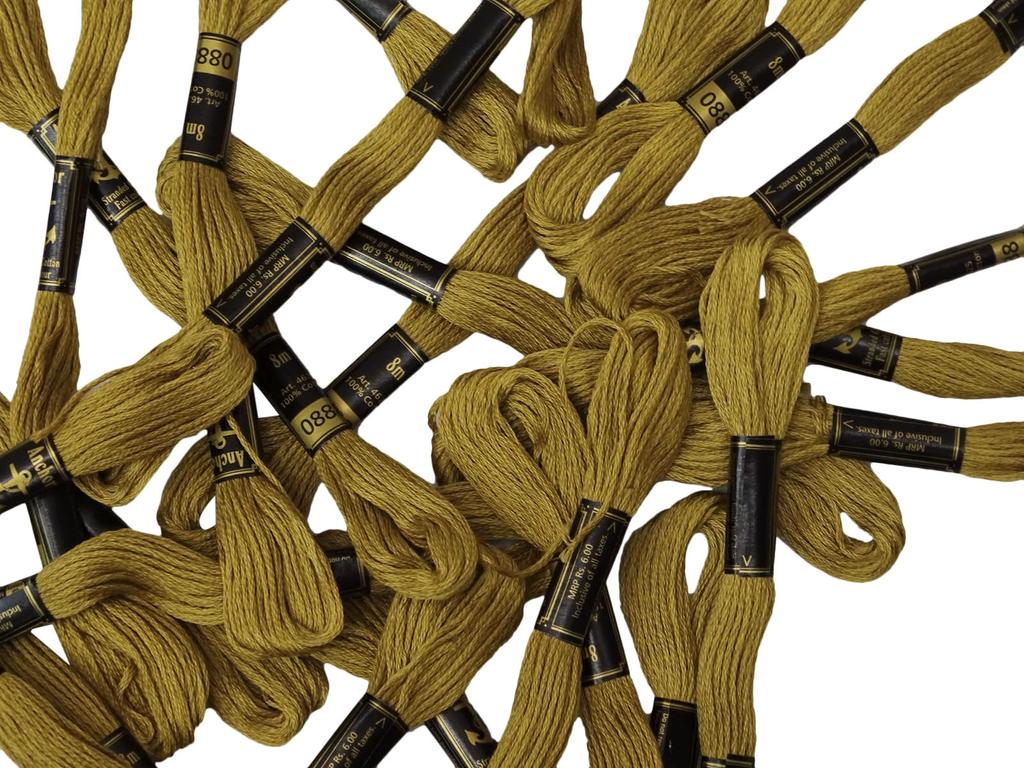 IBA Indianbeautifulart Stranded Cotton Cross Stitch Hand Embroidery Thread Floss Skeins-Golden