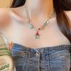 Dopamine Pink Green Pentagram Necklace Female Tide Niche Design Sweet Cool Color Clavicle Chain Sweater Chain Female