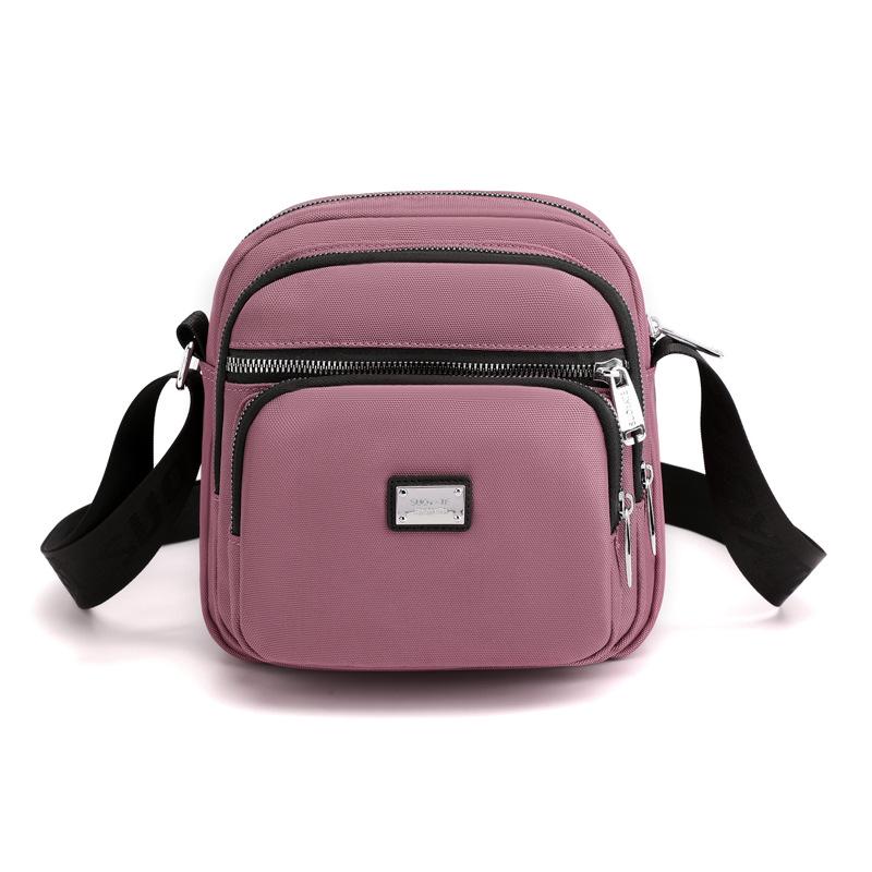 Trendy Nylon Multi-Layer Zipper Crossbody Bag - Simple, Lightweight, and Casual Solid Color Shoulder Bag