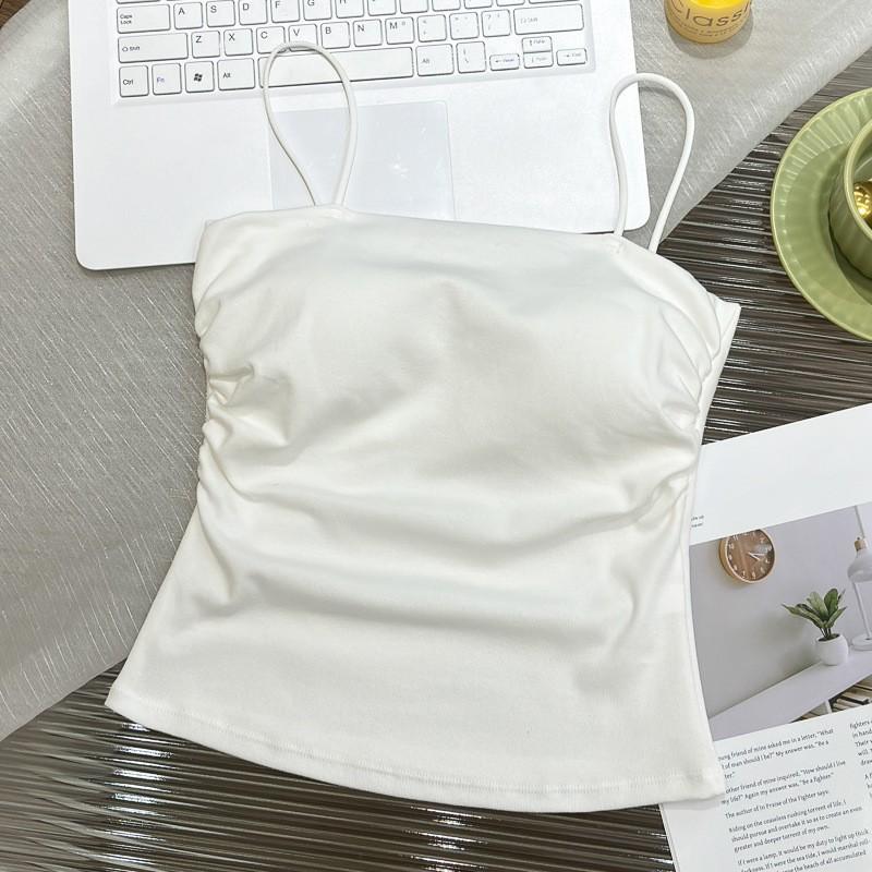 Sling vest women's belt fixed chest pad outer wear underwear comfortable elastic pleated thin waist repair sports bra tube top