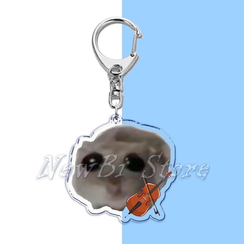 Fun Meme Im Just A Girl Sad Hamster Key Chain Keychains Ring for Accessories Bag Funny Pendant Keyring Jewelry Fans Gifts