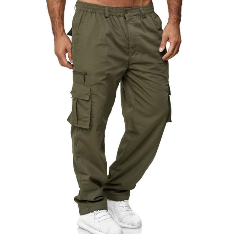 Men's Casual Multi-pocket Loose Straight-leg Cargo Trousers Fashion Casual Pants