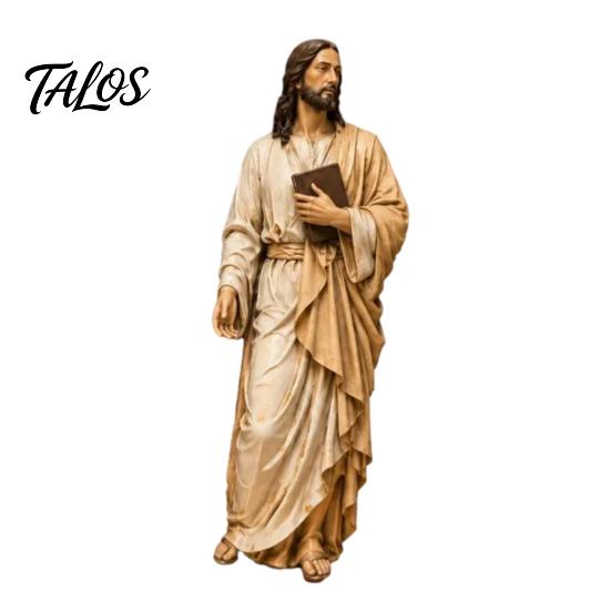 Decorative Collectible Religious Statues Jesus Reading Book Resin Figurine, Small Statue for Bookshelf Mantel Prayer Baptism Communion Gifts Believers
