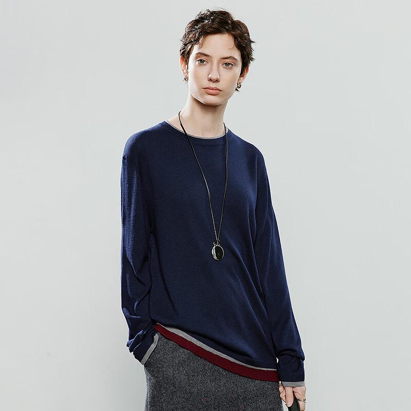 Dámský svetr z úpletu se směsí vlny v americkém stylu s kulatým výstřihem