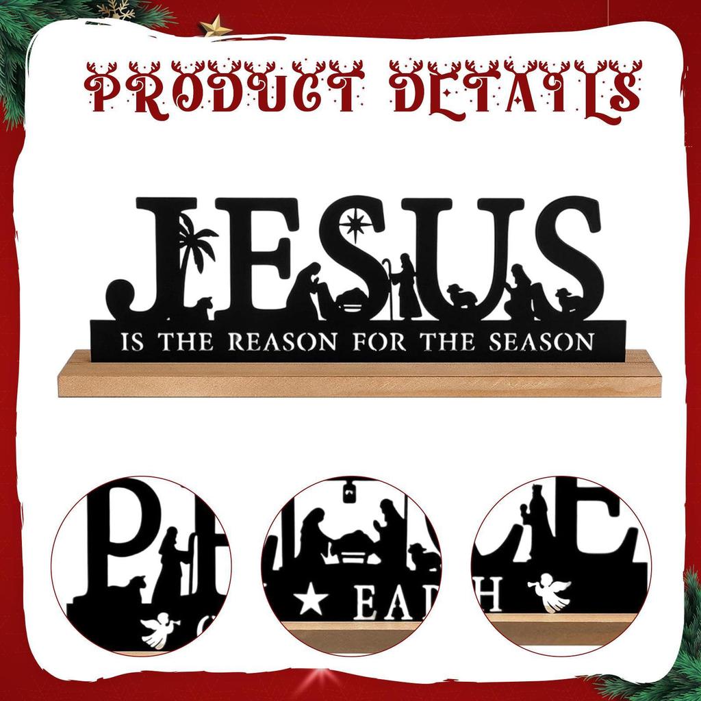 Metal Nativity Set Christmas Decorations Stylish Tabletop Display Scene Ornament with