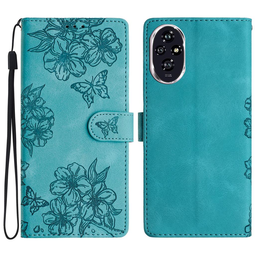 For Honor 200 Pro 5G Case Butterfly Flower Pattern Skin-Touch Leather Phone Cover