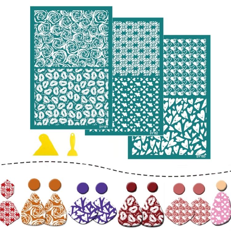 Valentines Day Silk Screen Stencils Reusable Earrings Screen Printing Stencils Lovely Heart Mesh Transfers Stencils