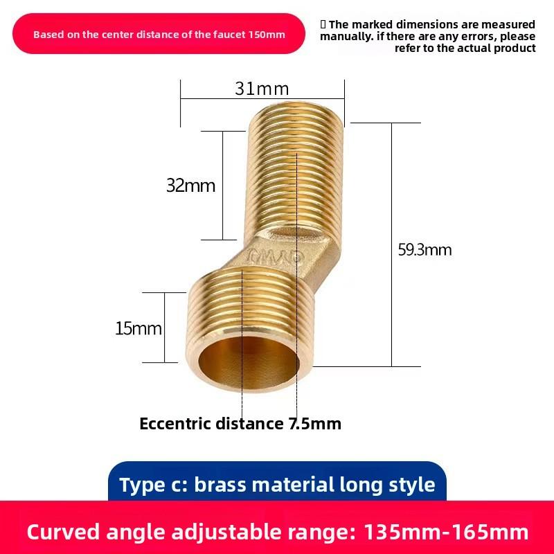 360 Degree Adjustable Faucet Angled Curved Foot Eccentric Screw Corner Tap Adapter Kitchen Faucet Accessories