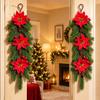 European Style Plastic Christmas Wreath Ornament with Pine Needles and Red Berries