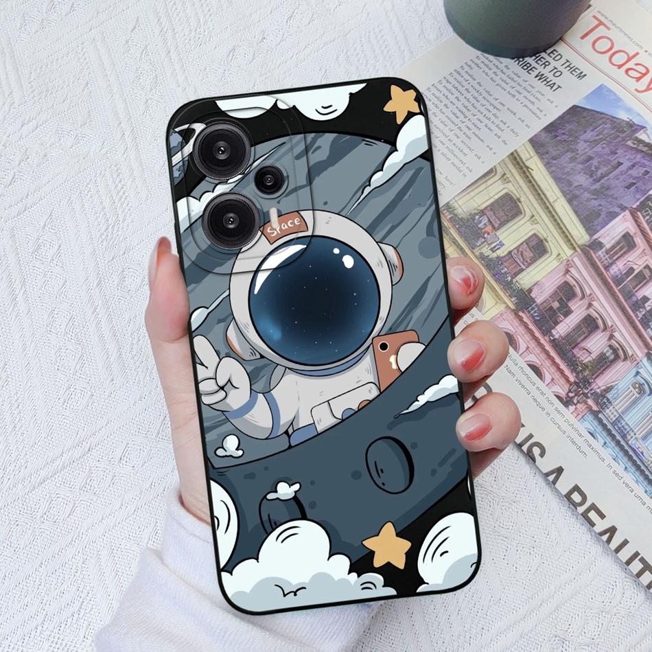 Case For Poco F5 Pro Painted Flowers Soft Liquid Silicone Camera Lens Protection Back Cover For Xiaomi Poco F 5 F5Pro Protectors