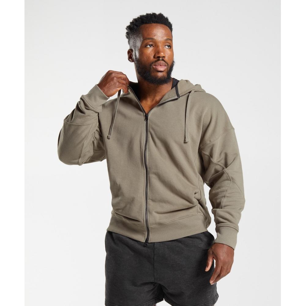 

GYMSHARK Power Zip Hoodie Earthy Brown A2A6Z NBRN