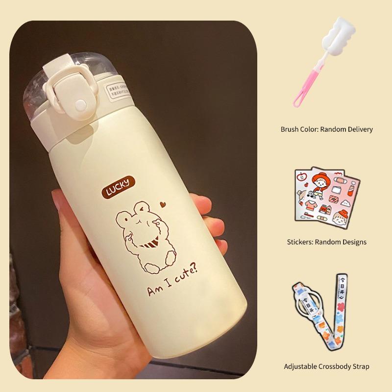 350ml Kids Thermo Bottle Cute Children's Thermal Water Bottle Stainless Steel Straw Thermos Mug Cartoon Leak-Proof Vacuum Flask