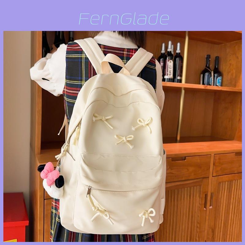 Large Capacity Girls Backpack With Butterfly Bow For School And Daily Use