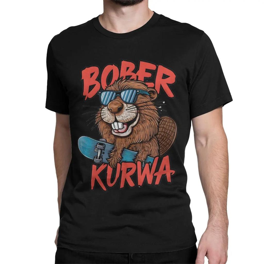 Men T-Shirt Kurwa Bobr Bober Beaver Boberek Cool Cotton Tee Shirt Short Sleeve T Shirt Round Collar Clothes Birthday Present