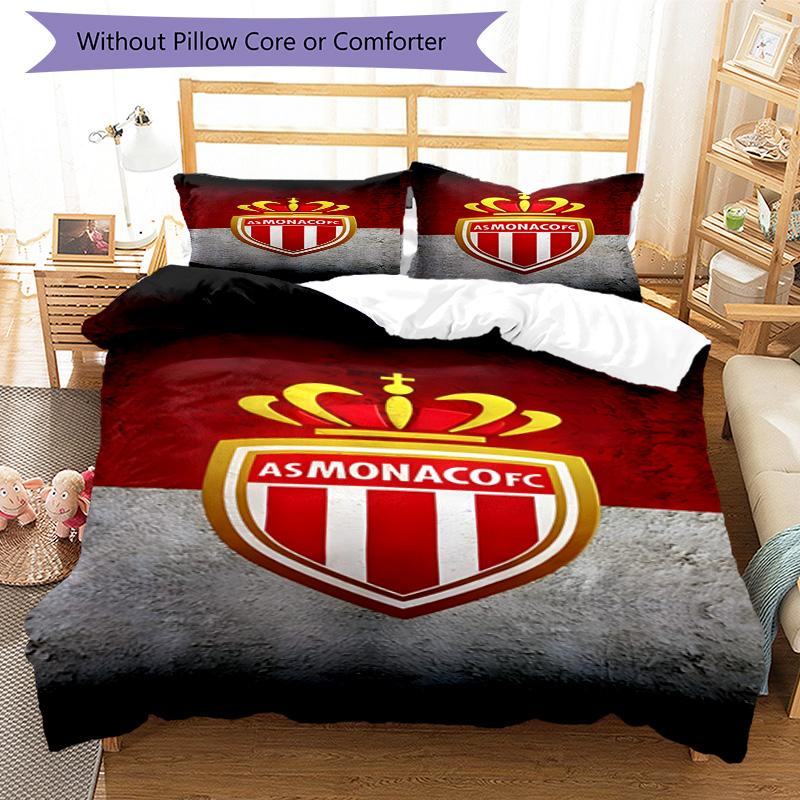 Monaco Football club Printed Pattern Duvet Cover Set – includes 1 duvet cover and 2 matching pillowcases Bedroom decor Christmas gifts