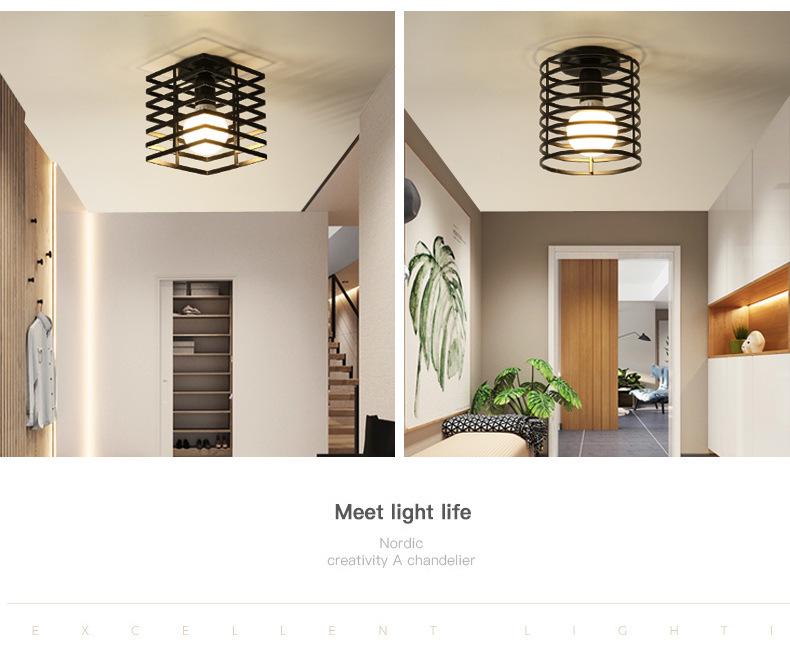 Modern Minimalist Ceiling Light for Foyer, Hallway, Corridor, Balcony, and Bedroom - Wrought Iron Design