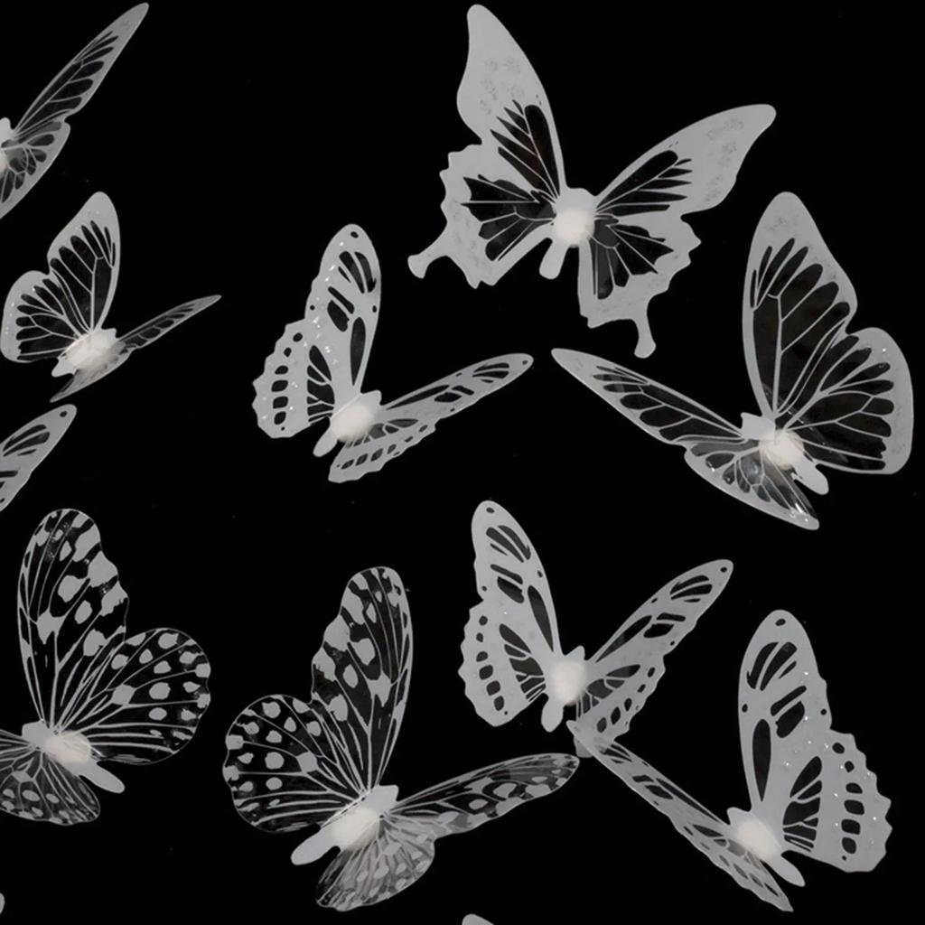 18pcs/lot Black White Butterflies Butterflies 3D PVC Wall Sticker Home DIY Decoration Beautiful Butterfly Living Room for Kids
