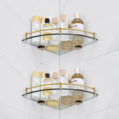 Bathroom Shelves, Bathroom Glass Corner Shelf Wall Mounted ,Tempered Glass Shelf for Storing Shower Gel/Soap-C