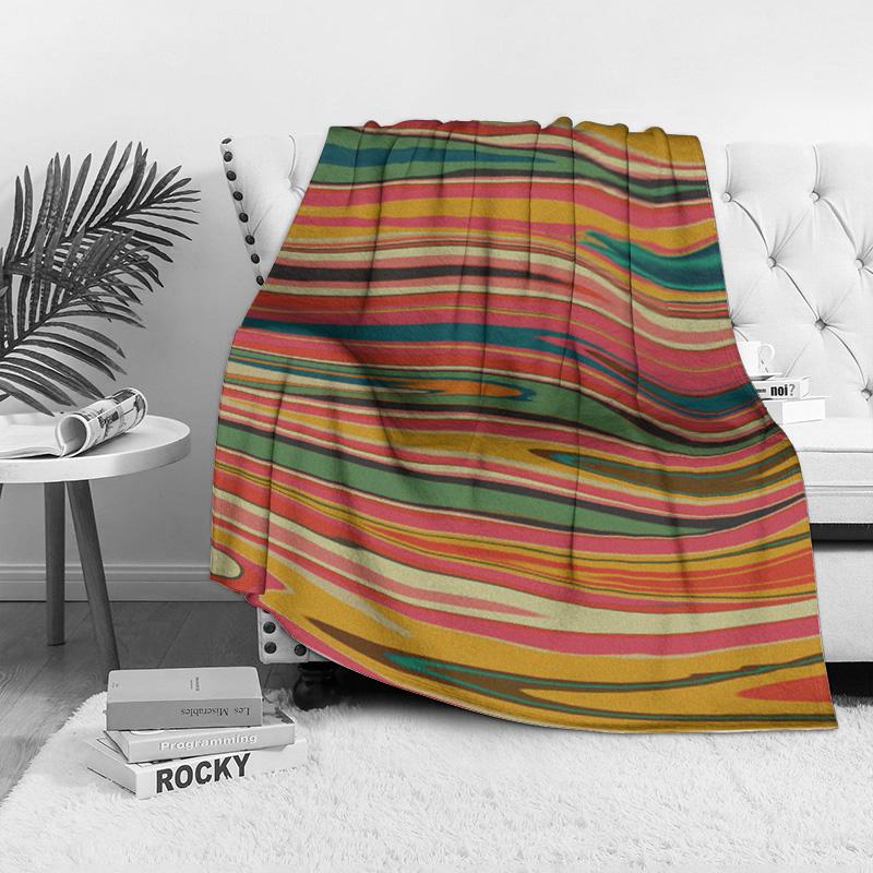 Vibrant Abstract Geometric Striped Throw Blanket Sofa Bed Bedspread Decorative Cushion Cover Home Textile