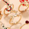8pcs Christmas Charm Rings Gold Color Enamel Rings Santa Clause Reindeer Decors