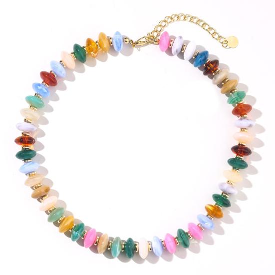 Klobiger Bunter Perlen-Choker Harzperlen-Halskette Boho Urlaubs-Halskette für Damen Tägliches Tragen Sommer Strandurlaub Schmuck