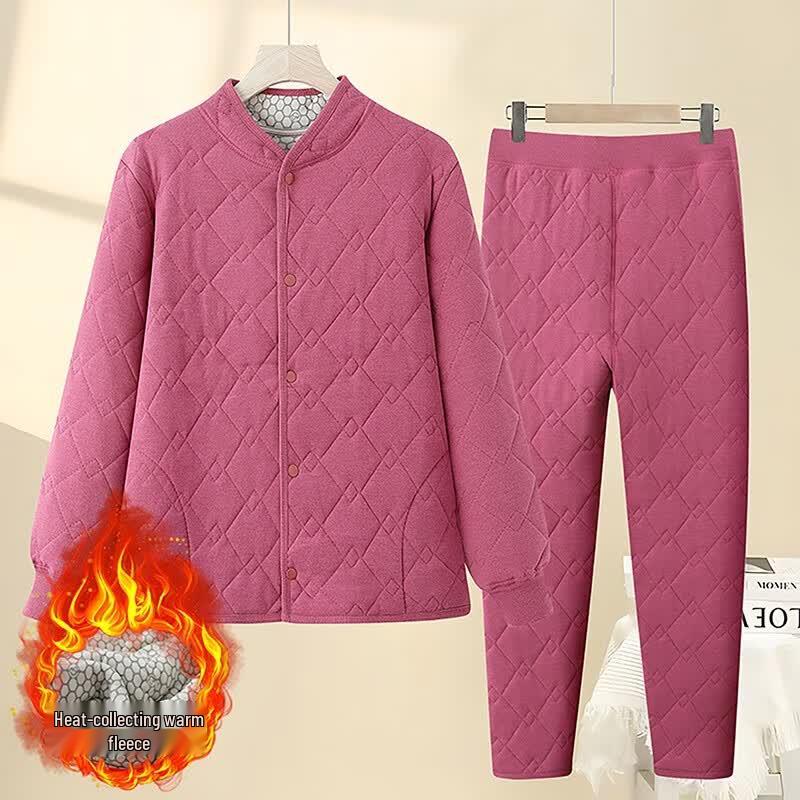 Elderly Women's Thickened Autumn/Winter Loungewear Set